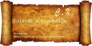 Czifrák Kleofás névjegykártya